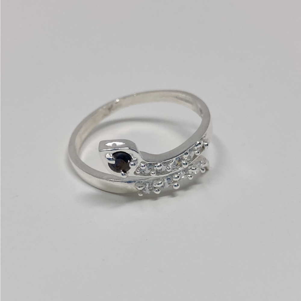 Sterling Silver Black Zirconia Snake Ring, Zirconia Snake Women Ring Sterling